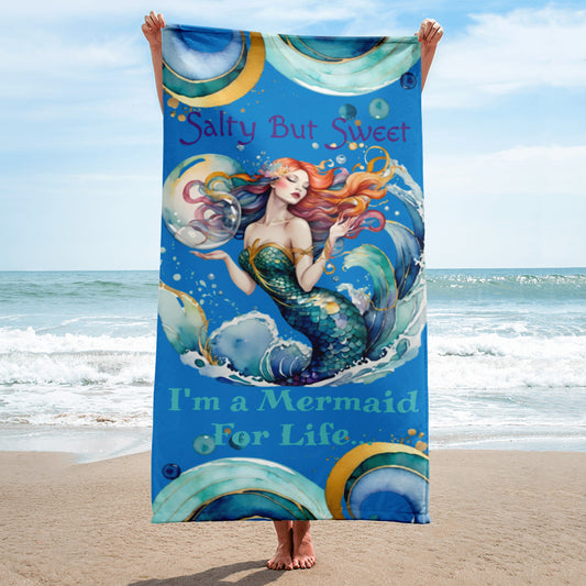 Mermaid Personalized Kids Poncho Towel For Beach & Pool